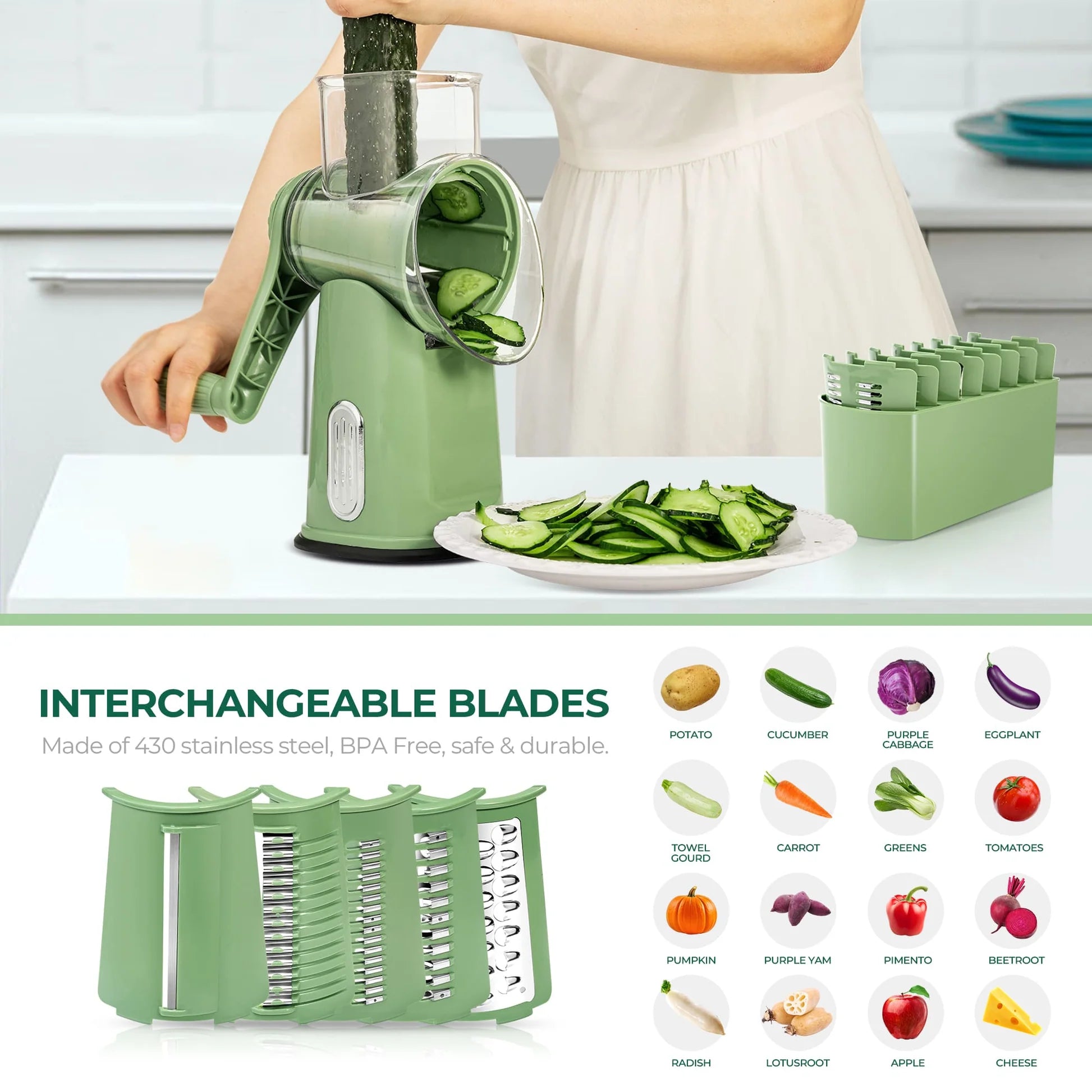 GrateMate™ - 5 in 1 Rotary Slicer
