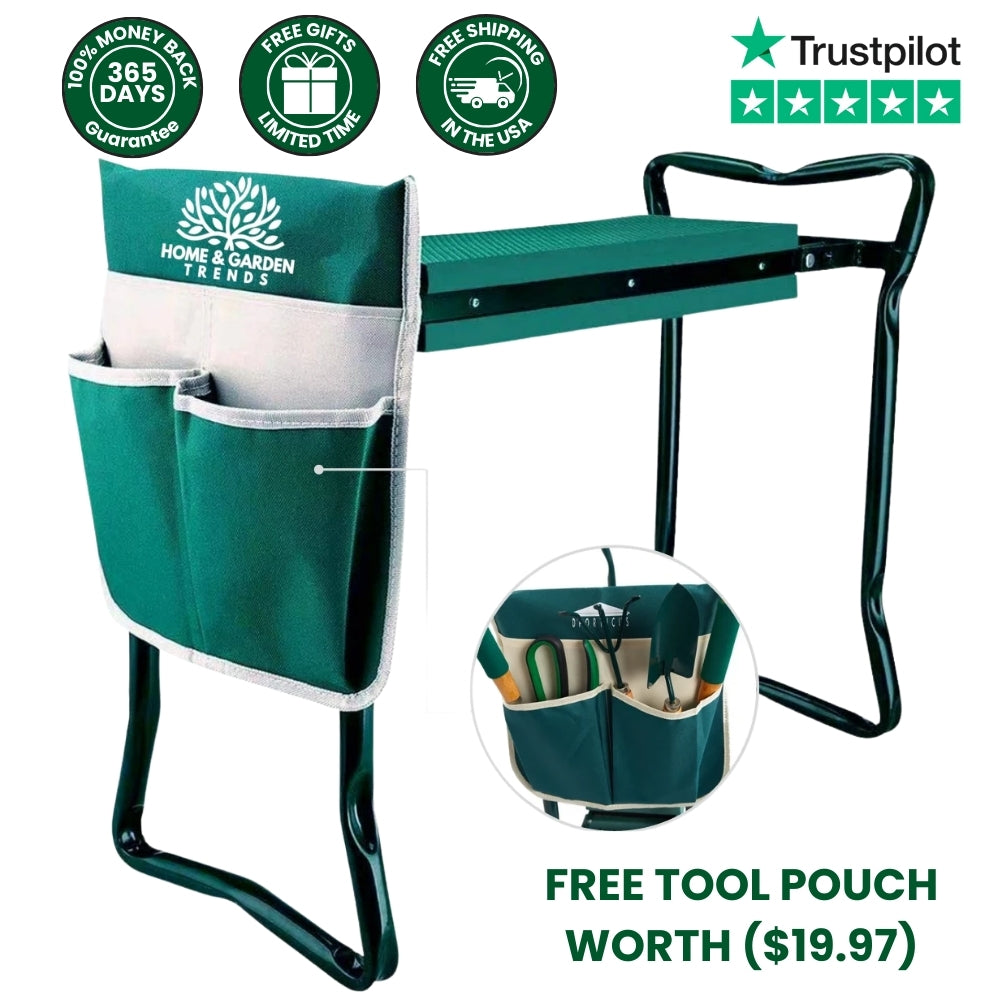Livebest Folding Garden Kneeler Seat Portable Bench Stool With Soft Kneeling Foam Pad And Tool Pouch For Gardening,Fishing
