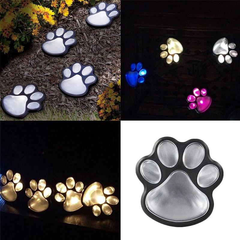 Luces LED solares con forma de pata 4 piezas