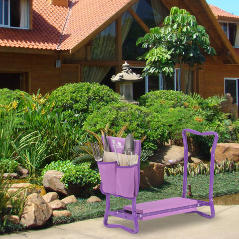 Rodilla y asiento multifuncional para jardín de lavanda con guantes