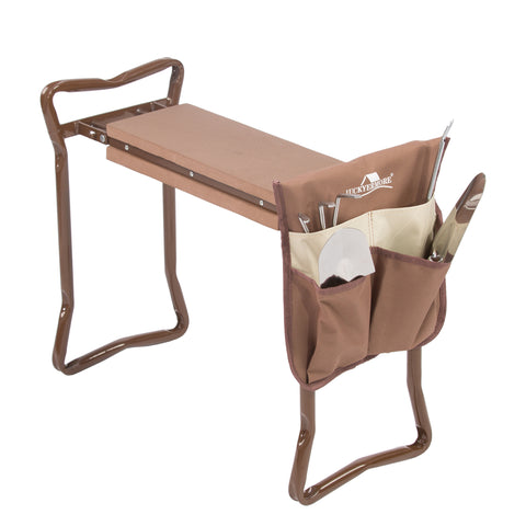 Multifunctional Brown Garden Kneeler & Seat with Gloves