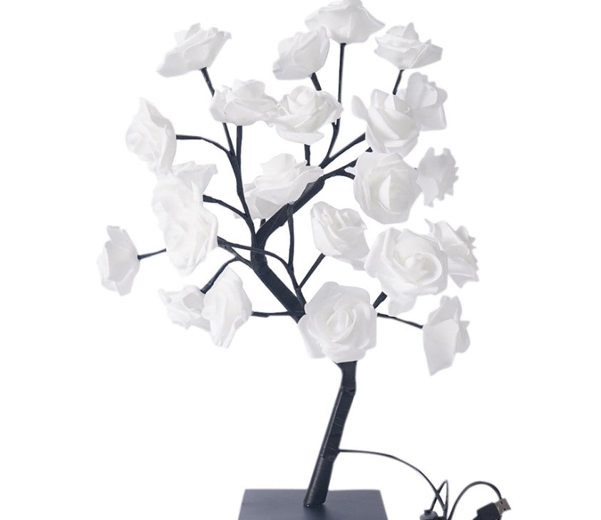 Rosa Flor Hada Árbol USB LED