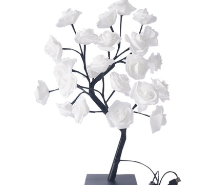 Rosa Flor Hada Árbol USB LED
