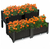 Set of 4 Elevated Flower Vegetable Herb Grow Planter Box