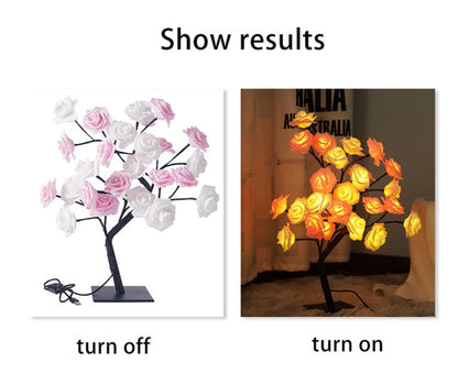 Rosa Flor Hada Árbol USB LED