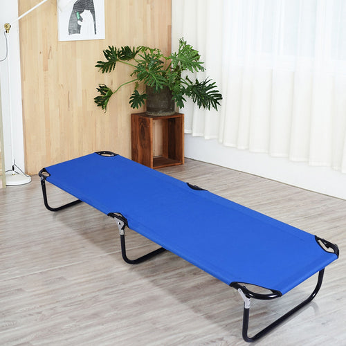 Cama de camping plegable azul portátil al aire libre