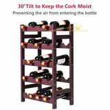 Estante de madera para vino, estante de almacenamiento para exhibición de botellas de 5 niveles, independiente