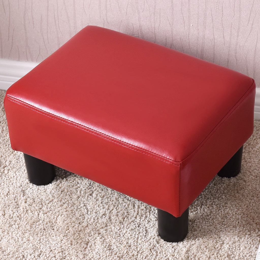 Small PU Leather Rectangular Seat Ottoman Footstool