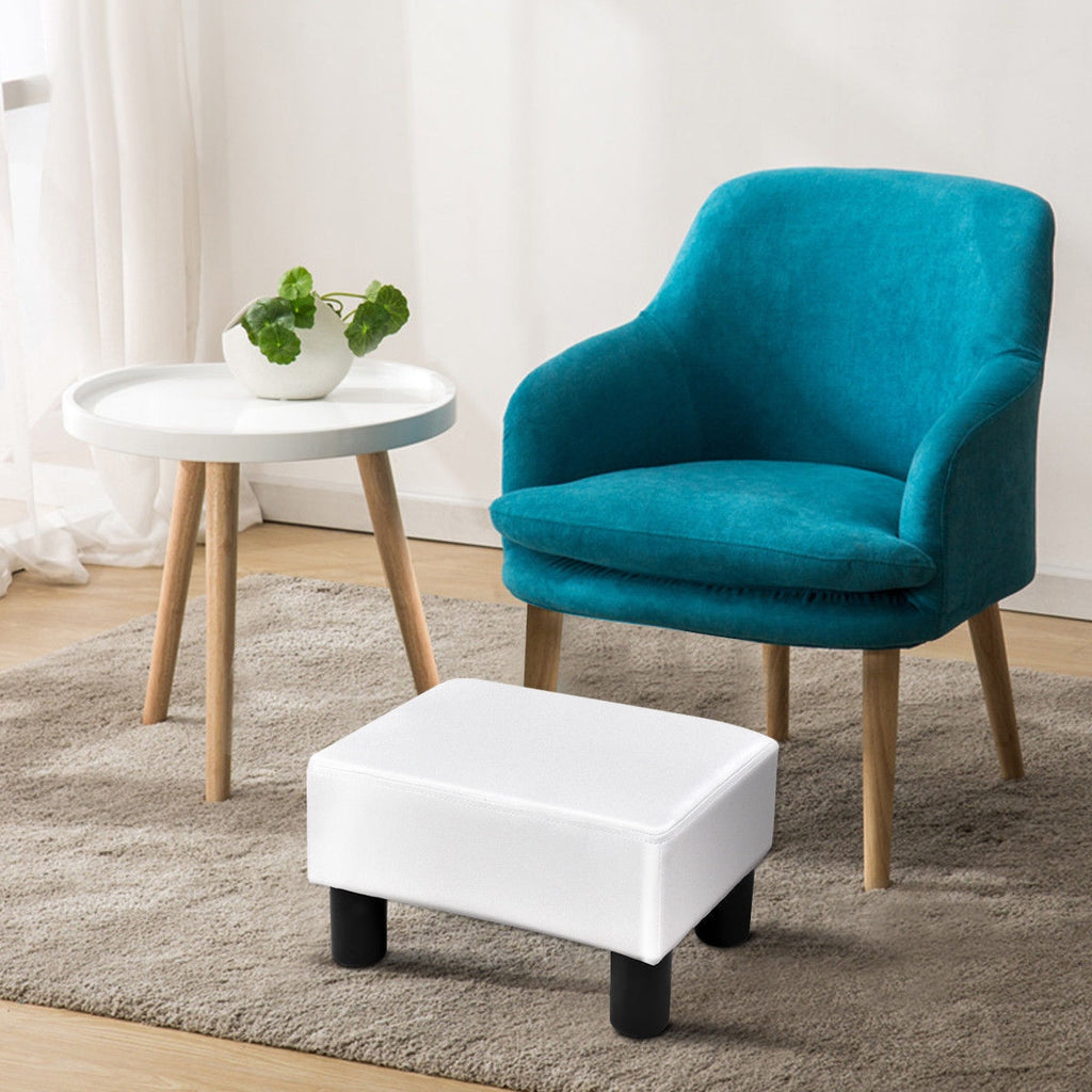 Modern Small Faux PU Leather Footstool Ottoman Footrest Stool Seat Chair  Foot Stool,Ivory