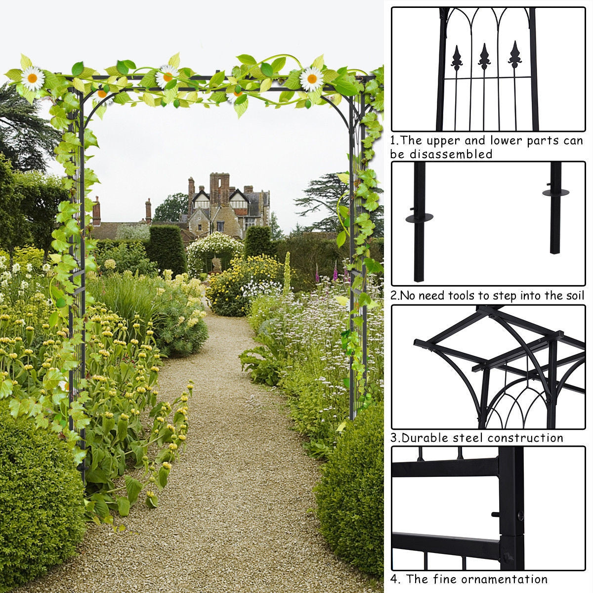 Pérgola Arco Jardín Boda Rosa Arco