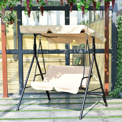 Columpio al aire libre del dosel del patio del Loveseat del marco de acero con el cojín