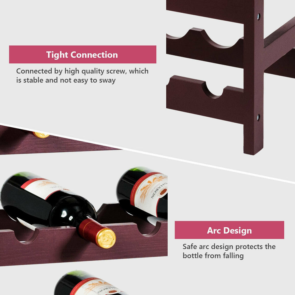 Wood Wine Rack 5-Tier Bottle Display Storage Shelf Free Standing