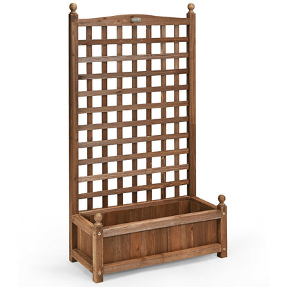 Jardinera de madera maciza con enrejado resistente a la intemperie para exteriores
