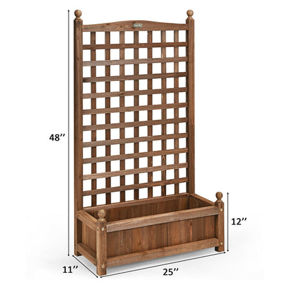 Jardinera de madera maciza con enrejado resistente a la intemperie para exteriores