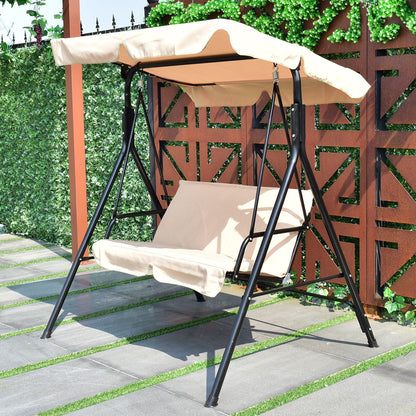 Columpio al aire libre del dosel del patio del Loveseat del marco de acero con el cojín