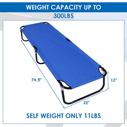Cama de camping plegable azul portátil al aire libre
