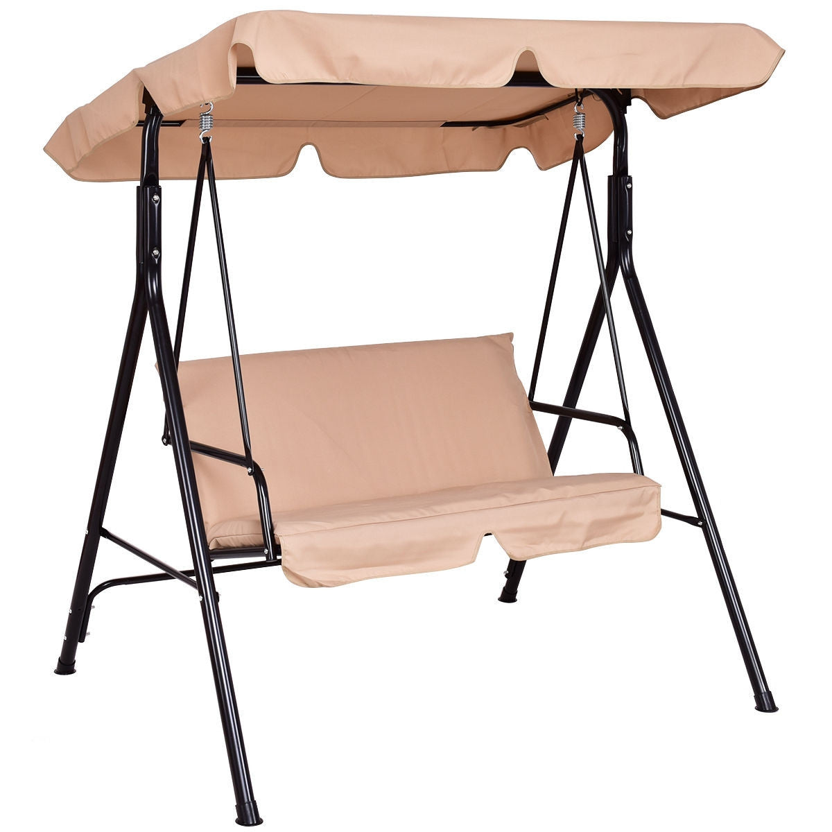 Columpio al aire libre del dosel del patio del Loveseat del marco de acero con el cojín