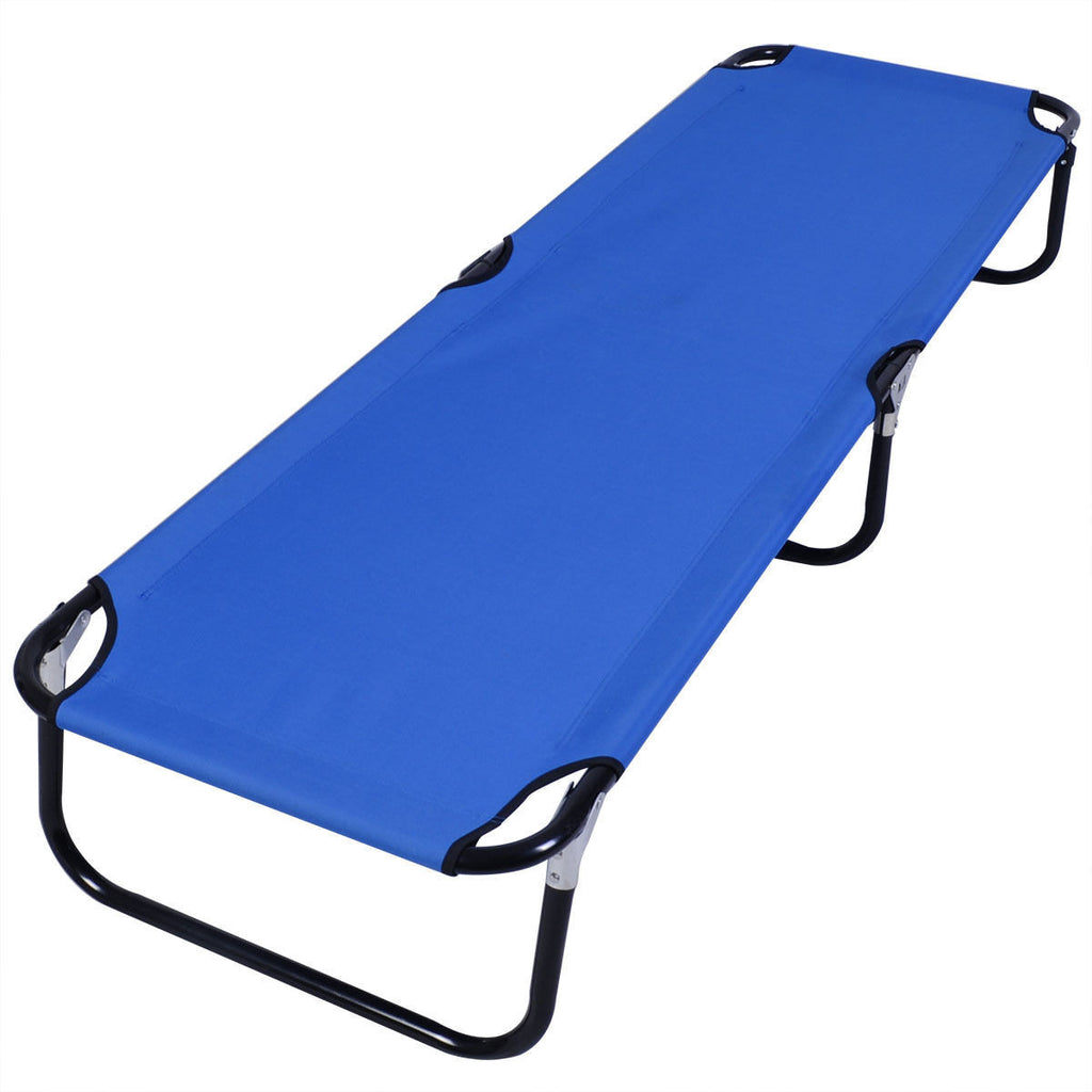 Cama de camping plegable azul portátil al aire libre