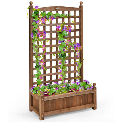 Jardinera de madera maciza con enrejado resistente a la intemperie para exteriores