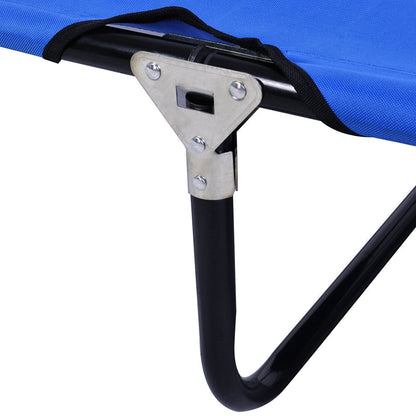 Cama de camping plegable azul portátil al aire libre
