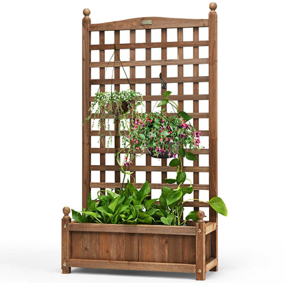 Jardinera de madera maciza con enrejado resistente a la intemperie para exteriores