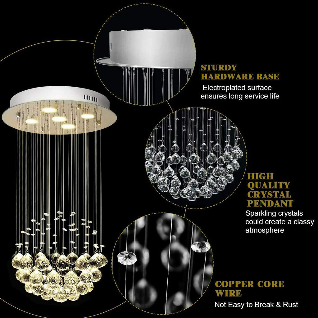 Mount Modern Crystal Chandelier with Crystal Balls