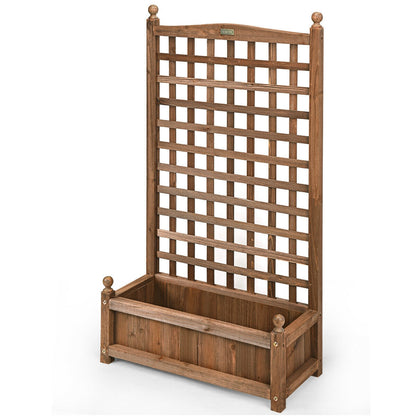 Jardinera de madera maciza con enrejado resistente a la intemperie para exteriores