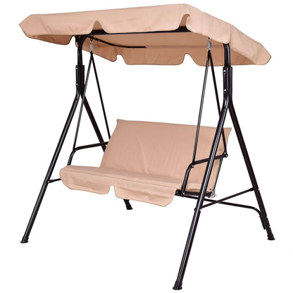 Columpio al aire libre del dosel del patio del Loveseat del marco de acero con el cojín