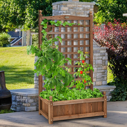 Jardinera de madera maciza con enrejado resistente a la intemperie para exteriores