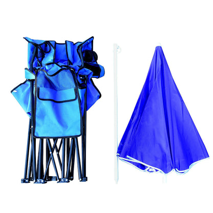 Silla doble plegable portátil para picnic con sombrilla