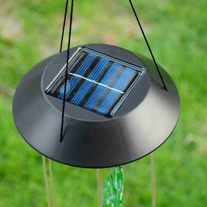 Luces de carillón de viento de colibrí con energía solar 