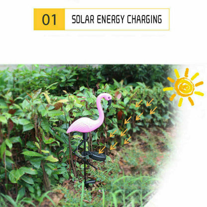 Lámpara de césped con forma de flamenco con energía solar