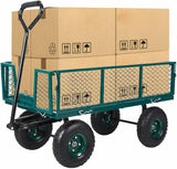 Steel Garden Utility Cart Wagon w/ 550lbs Capacity, Removable Sides, Handle