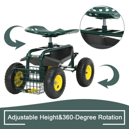 Asiento rodante para carrito de jardín premium
