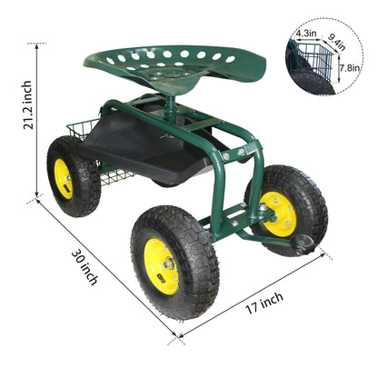 Asiento rodante para carrito de jardín premium