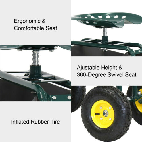 Asiento rodante para carrito de jardín premium