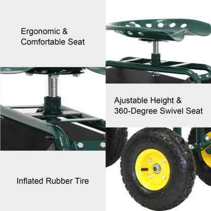 Asiento rodante para carrito de jardín premium