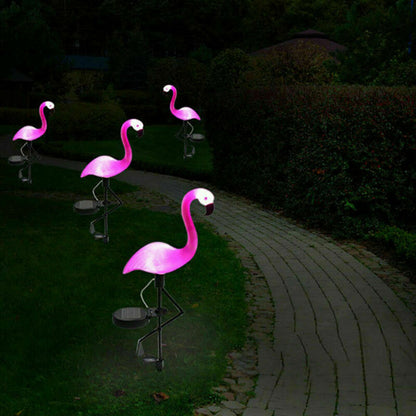 Lámpara de césped con forma de flamenco con energía solar